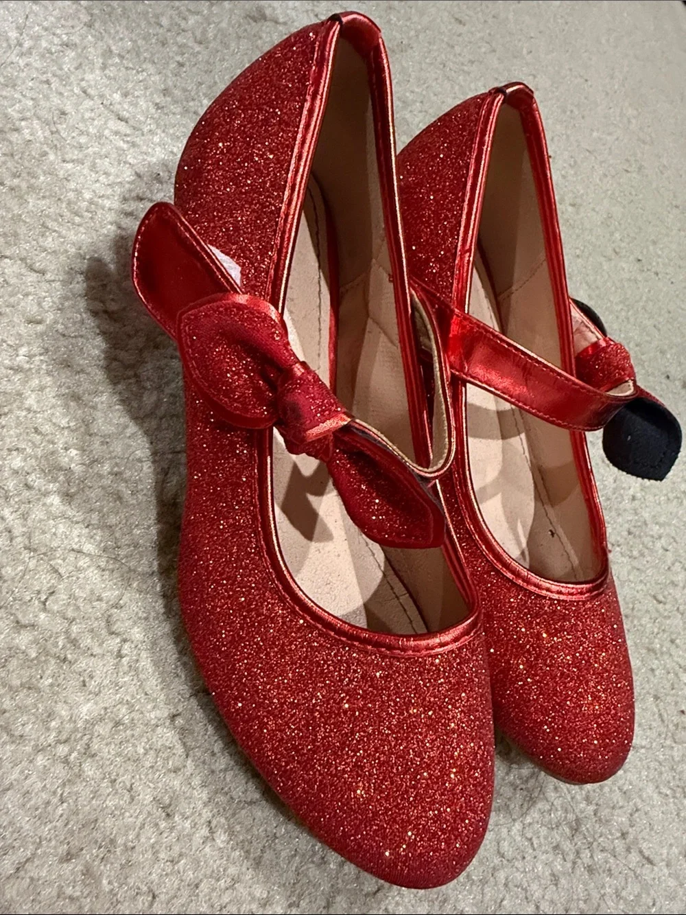 Red Glitter Mary Jane Flats with Bow Size 3 girls